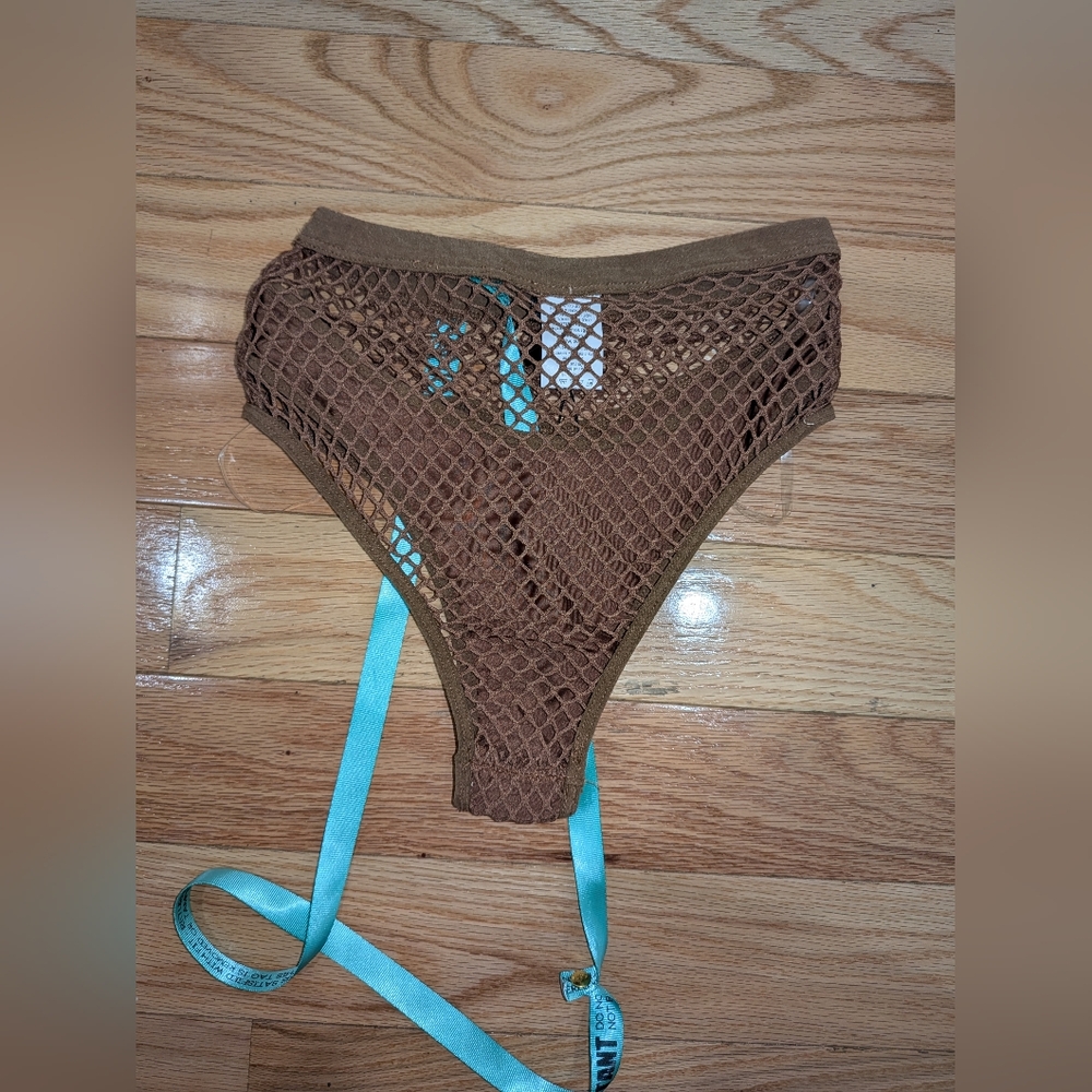 NWT MISTRESS ROCKS HOUSE OF CB SCORCHER TAN FISHNET SWIM BRIEFS - Picture 2 of 4